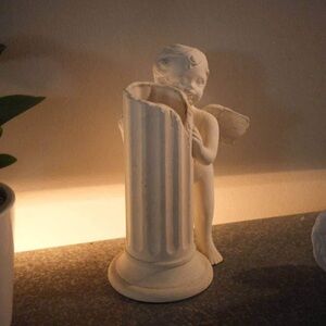White Cherub Column Vase - Decorative Home Art